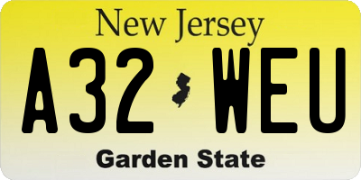 NJ license plate A32WEU