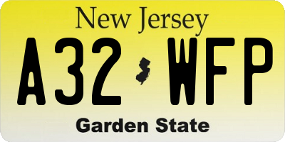 NJ license plate A32WFP