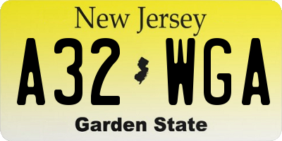 NJ license plate A32WGA