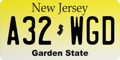 NJ license plate A32WGD