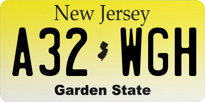 NJ license plate A32WGH
