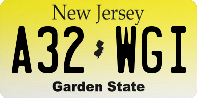 NJ license plate A32WGI