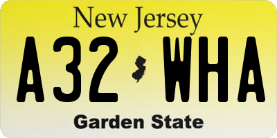 NJ license plate A32WHA