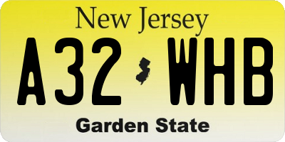 NJ license plate A32WHB