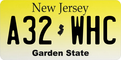 NJ license plate A32WHC