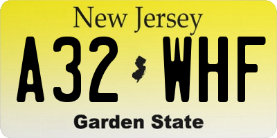 NJ license plate A32WHF