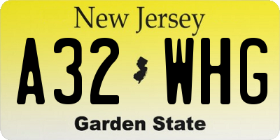 NJ license plate A32WHG