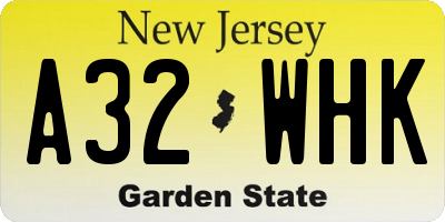 NJ license plate A32WHK