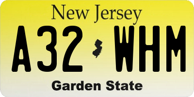 NJ license plate A32WHM
