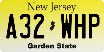 NJ license plate A32WHP