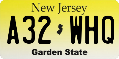 NJ license plate A32WHQ