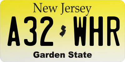 NJ license plate A32WHR