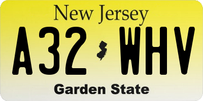NJ license plate A32WHV