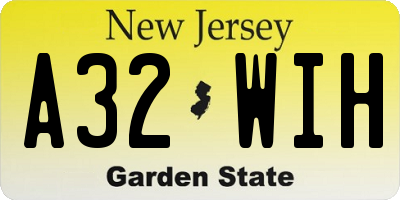 NJ license plate A32WIH