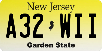 NJ license plate A32WII