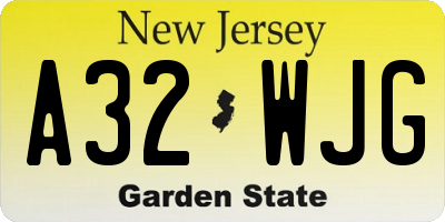 NJ license plate A32WJG