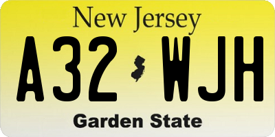 NJ license plate A32WJH