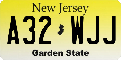 NJ license plate A32WJJ