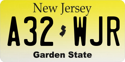 NJ license plate A32WJR