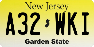 NJ license plate A32WKI