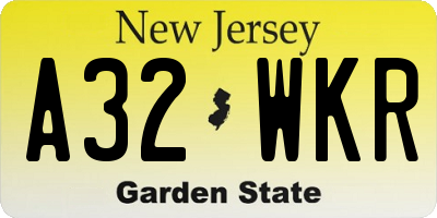 NJ license plate A32WKR