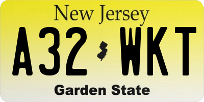 NJ license plate A32WKT