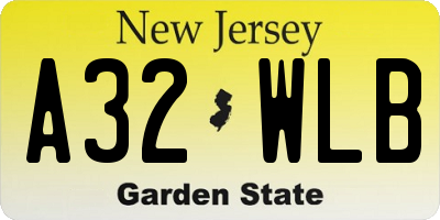 NJ license plate A32WLB