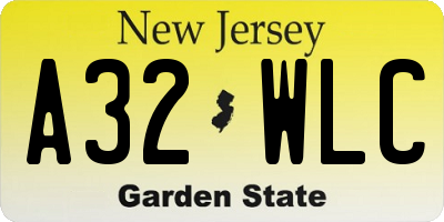NJ license plate A32WLC