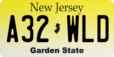 NJ license plate A32WLD
