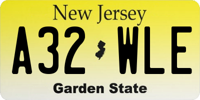NJ license plate A32WLE