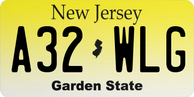 NJ license plate A32WLG