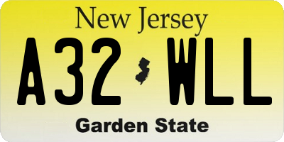 NJ license plate A32WLL