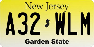 NJ license plate A32WLM