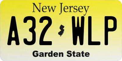 NJ license plate A32WLP