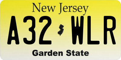 NJ license plate A32WLR