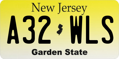 NJ license plate A32WLS