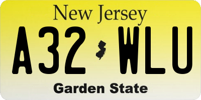 NJ license plate A32WLU