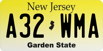 NJ license plate A32WMA