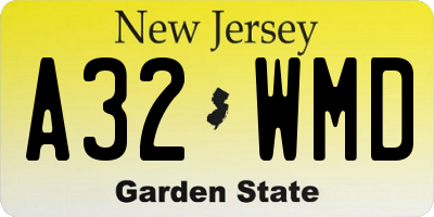 NJ license plate A32WMD
