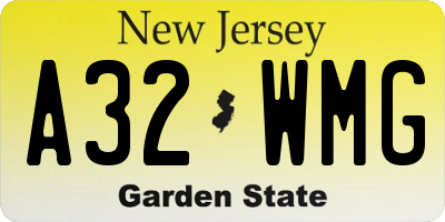 NJ license plate A32WMG