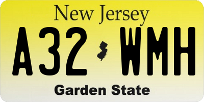 NJ license plate A32WMH