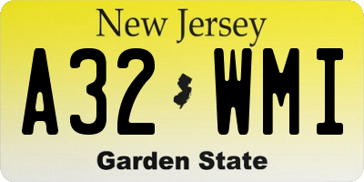 NJ license plate A32WMI
