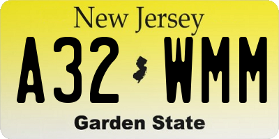 NJ license plate A32WMM