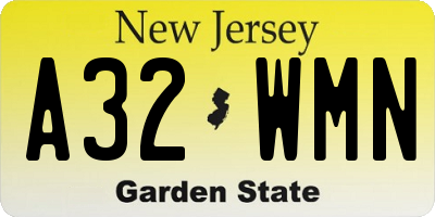 NJ license plate A32WMN