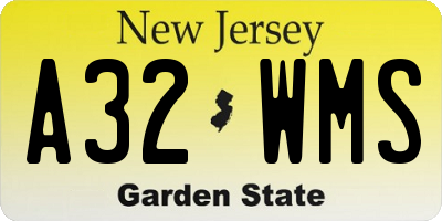 NJ license plate A32WMS