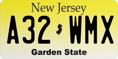 NJ license plate A32WMX