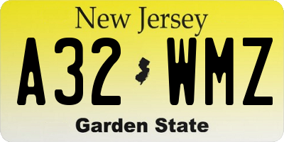 NJ license plate A32WMZ