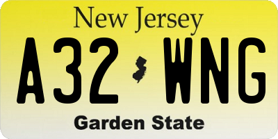 NJ license plate A32WNG