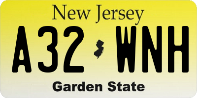 NJ license plate A32WNH