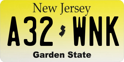 NJ license plate A32WNK